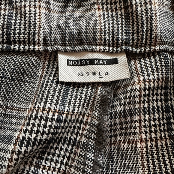 Navy/gray plaid wide leg trousers - Picture 2 of 4